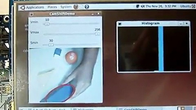 Embedded Image Processing - Camshift demo running on i.MX51 Freescale's ARM Processor
