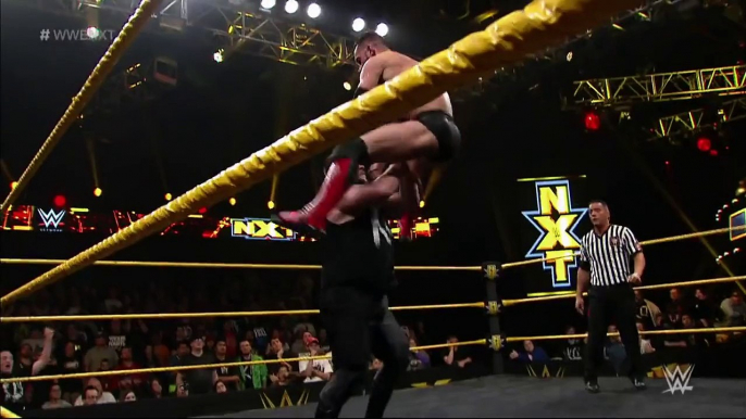 NXT Champion Kevin Owens reacts to his victory over Finn Bálor: WWE NXT, March 25, 2015