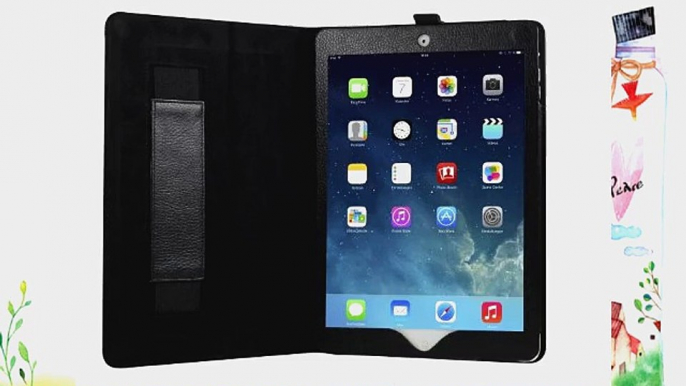 Adento iPad Air H?lle Classic in Schwarz - Smart Cover mit verstellbarem Aufsteller Handschlaufe