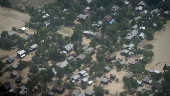 Les images aériennes des inondations en Birmanie