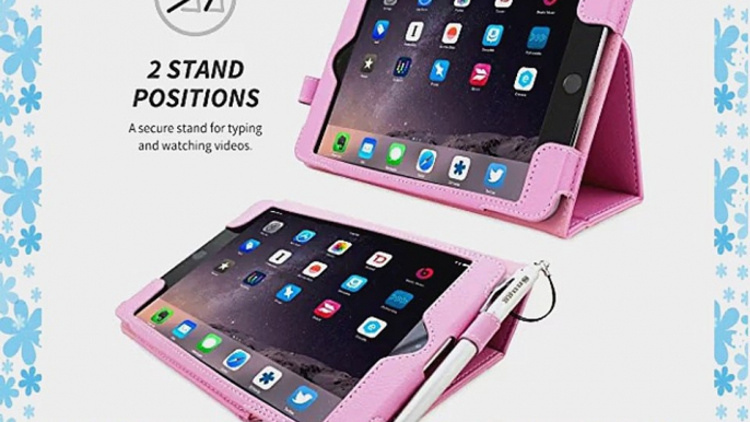 Snugg iPad mini 3 Exekutive H?lle (Rosa) - Smart Cover mit Kartensteckpl?tze Aufsteller Stylus-Halterung