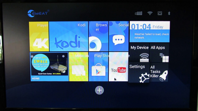 Latest Android KitKat 4.4.2 stock firmware installed on Eweat EW902 TV Box