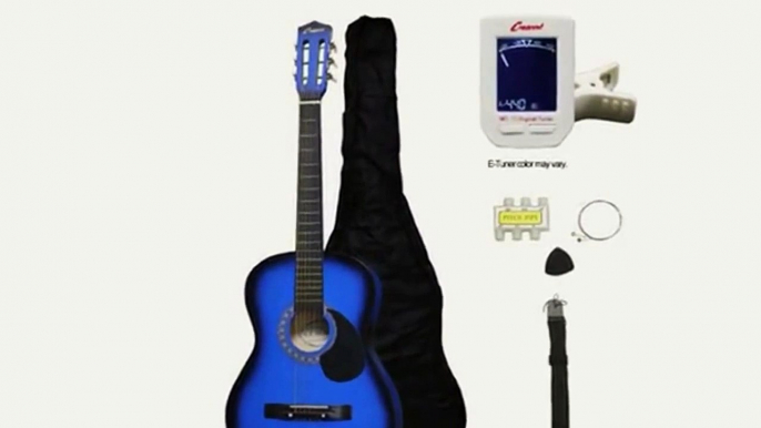 Crescent MG38-BU 38"" Acoustic Guitar Starter Package, Blue (Includes CrescentTM Digital E-Tuner)