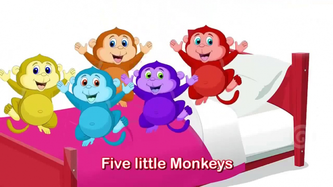 Five Little Monkeys Jumping on the Bed Nursery Rhyme - Cartoon Animation Rhymes Songs for