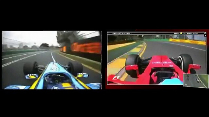 F1 2004 VS F1 2014 Fernando Alonso Onboard Melbourne Lap Comparison