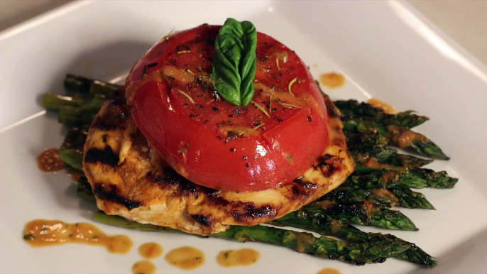 COOKING BY KIM | Grilled Chicken with Grilled Asparagus and Grilled Tomatoes Tutorial