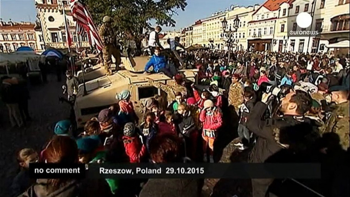 US soldiers parade in Poland