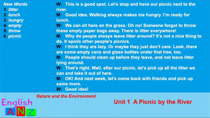 Unit 1: A Picnic By The River - Listening Practice Through Dictation 1