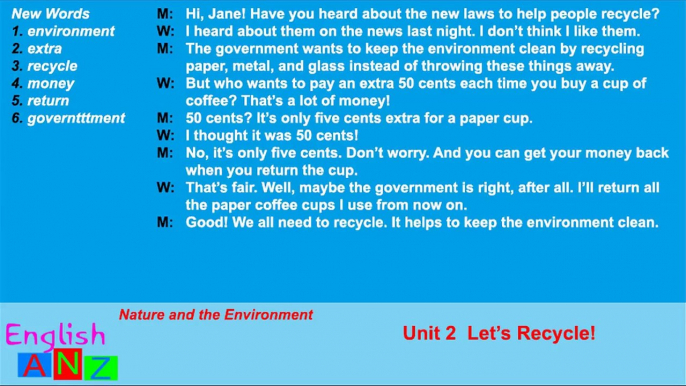 Unit 2: Let’s Recycle - Listening Practice Through Dictation 1