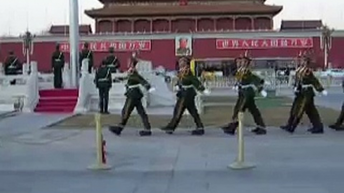 Flag-lowering ceremony in Tiananmen Square