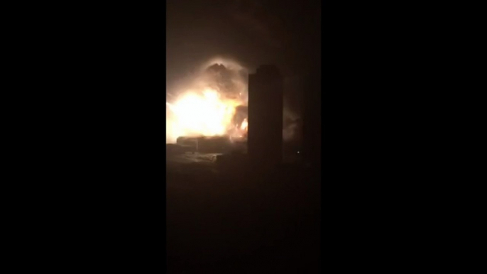 Footage of explosions in Tianjin