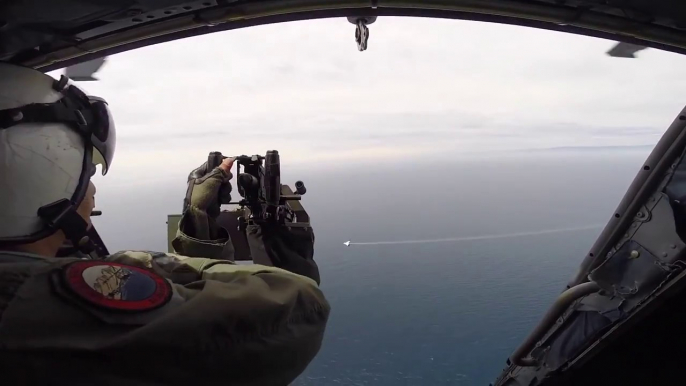 Shooting Down Drone From SeaHawk Helicopter With Machine Gun and Gatling Gun