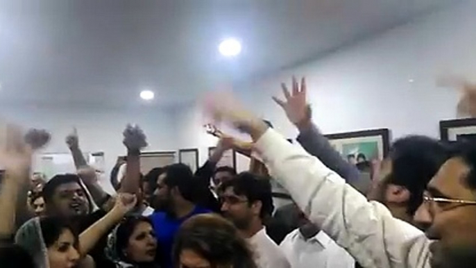 PTI Members celebrating NA-122 decision at Chairman Secretariat