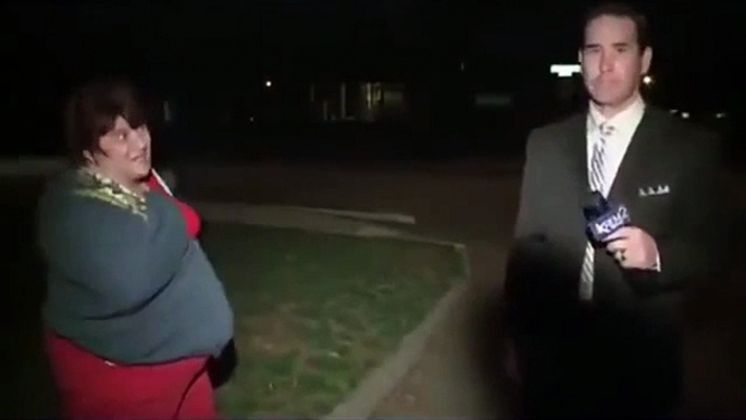 Drunk Woman annoys TV Reporter while recording