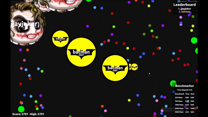 agar.io Batman vs Superman (& Joker) Edition [private server] , Eating a huge pink virus