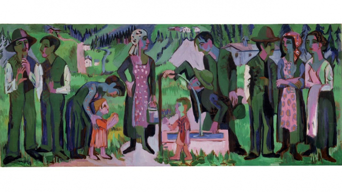 Ernst Ludwig Kirchner - Sunday in the Alps; Scene at the Well 1923-1925