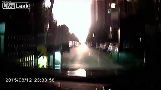 Tianjin explosion from car dash cam