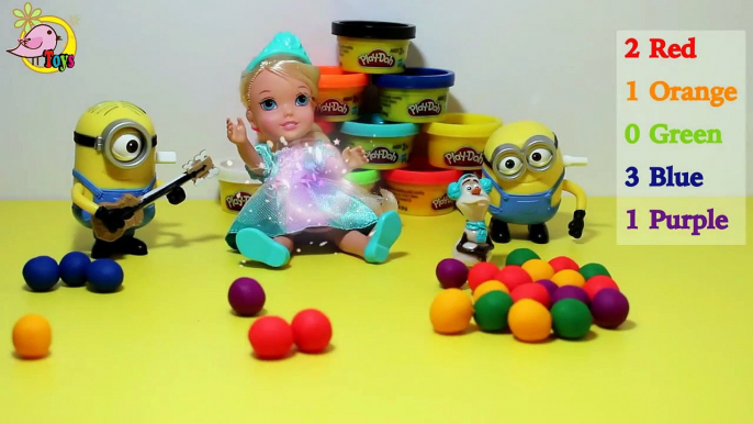 Learning colors with Elsa and Minions by color ball games!