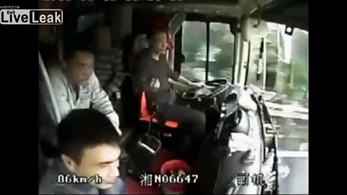 Distracted Bus driver crashes into Car