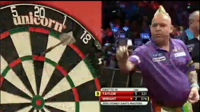 9 DART FINISH - Phil Taylor @ Sydney Darts Masters 2015 vs. Peter Wright - NO SOUND