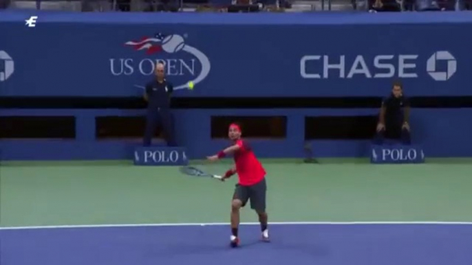 Fabio Fognini VS Rafael Nadal  Fognini AMAZING POINT  US OPEN 2015