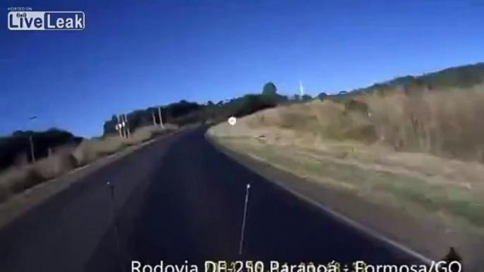 Motorbike Near Miss With Overtaking Truck