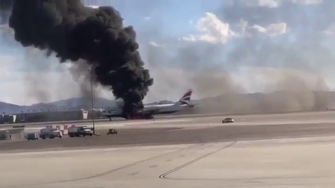 British Airways plane catches fire at Las Vegas airport; 13 injured