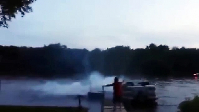 Fireworks blow up guys boat dock