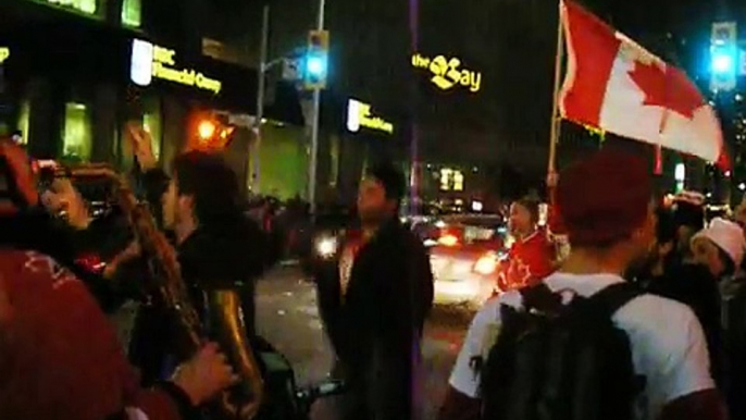 Yonge & Bloor Toronto after Canada wins Olympic gold in Men's Hockey