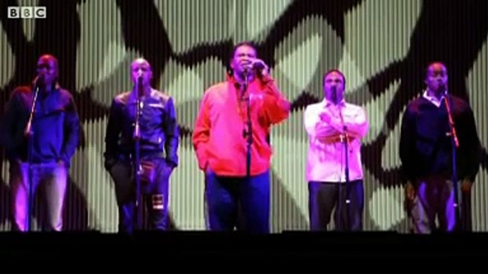 Nelson Mandela Dancing with Ladysmith Black Mambazo choir