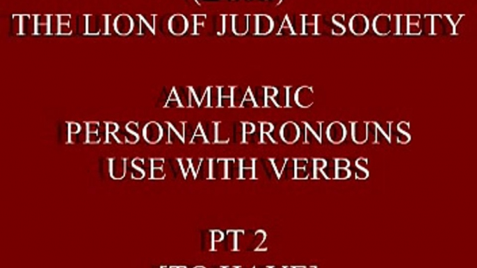 Learn Amharic Personal Pronouns Use With Verb - To Have - Pt 2