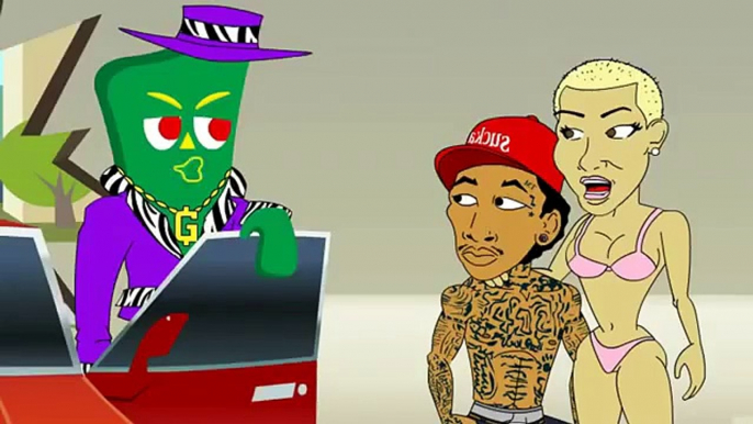 Wiz Khalifa Amber Rose Kanye West & Gumbi Cartoon Parody Cen