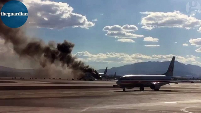 British Airways plane catches fire at Las Vegas airport