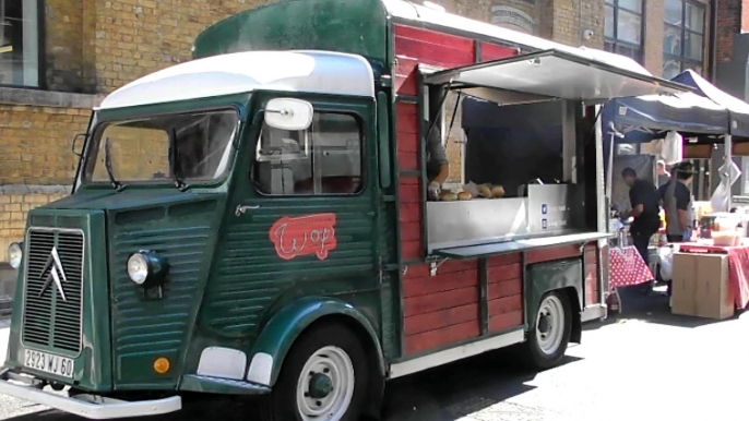 London Street Food. Italian Style Hamburger with Fontina Cheese. Cooked and Eaten near Hatton Garden