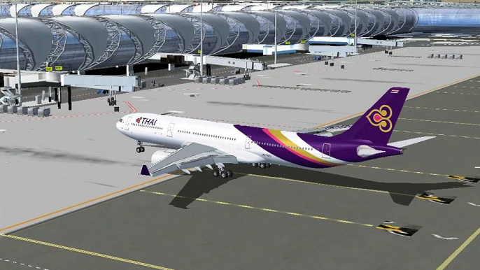 Fsx Airbus a330-300 Thai Airways fly Thailand to South Korea