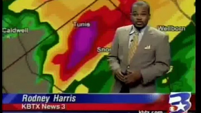 Rodney Harris Tornado Warning and Extended Radar Coverage on KBTX-TV