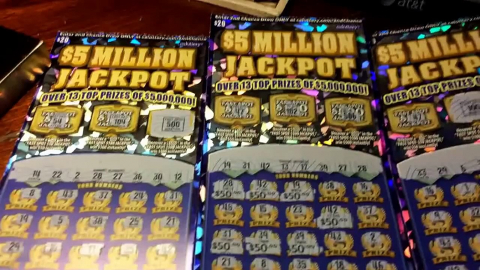 California Lottery $5 Million Dollar Scratcher big win. 3 consecutive tickets.
