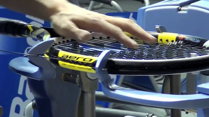 Xavi Segura stringing Rafael Nadal racquets just before the French Open final.