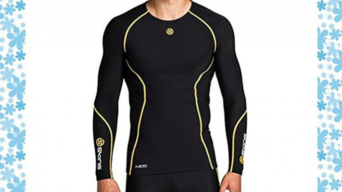 Skins Men's Thermal Long Sleeve Top - Black/Yellow Large