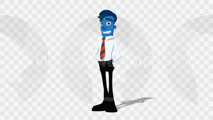 Blue Businessman 'Check Out Outfit' Connectable Character Animation