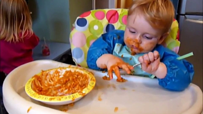 Baby Simon enjoying his food