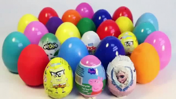 SURPRISE EGGS PEPPA PIG FROZEN MICKEY MOUSE SPONGEBOB DORA ANGRY BIRDS KINDER SURPRISE PLAY DOH EGGS