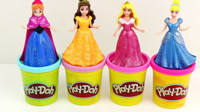 Play Doh Sparkle Disney Princess Frozen Anna MagiClip Belle Princesas Magic Clip