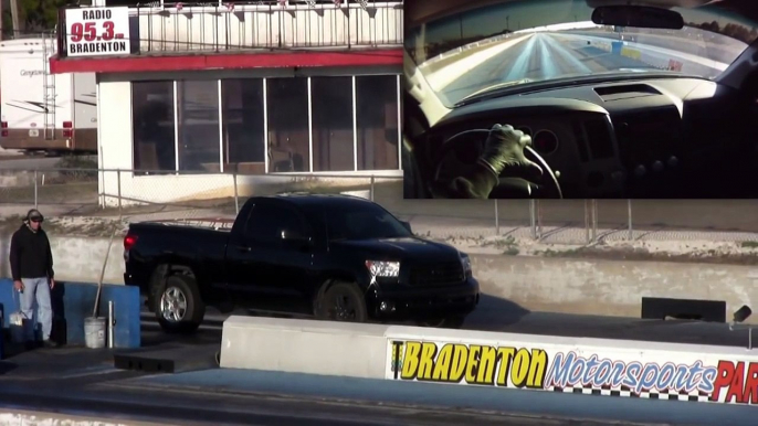 500hp Toyota Tundra Truck Smokes Muscle Car 1/4 Mile Drag Race