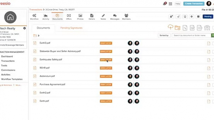 Creating & Organizing Document Folders in Real Estate Transaction Dashboard