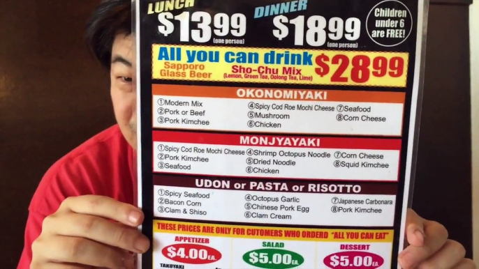 All You Can Eat (AYCE) Japanese Food - Okonomiyaki and Pasta