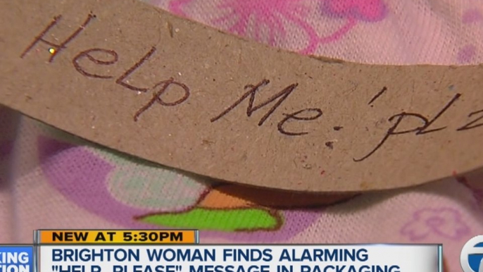 Woman finds "Help Me"note in underwear package