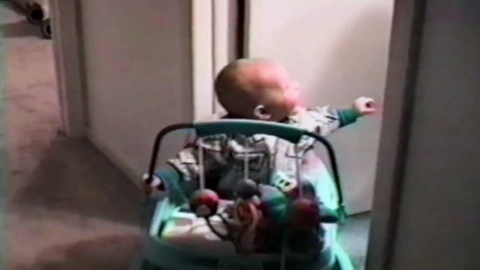 Baby laughs hysterically at dad gargling mouthwash