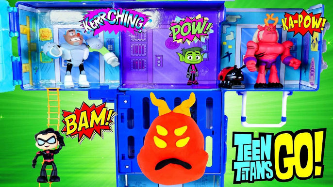 TEEN TITANS GO! Toy Parody with PLAY DOH and TEEN TITANS GO! Toys