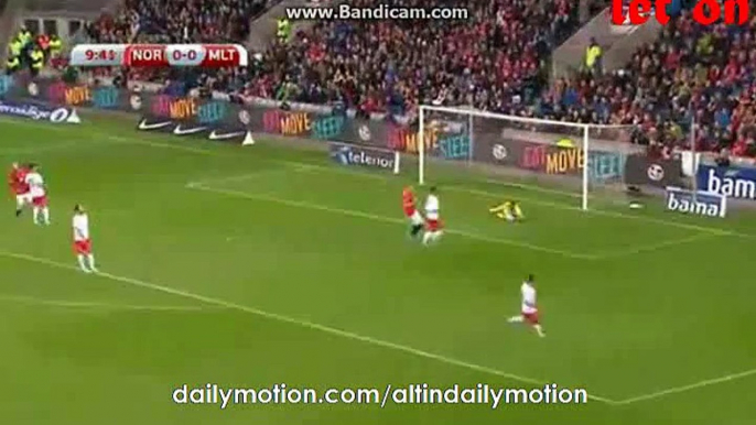 Markus Henriksen 1st Chance to Score - Norway vs Malta - Euro 2016 - 10.10.2015